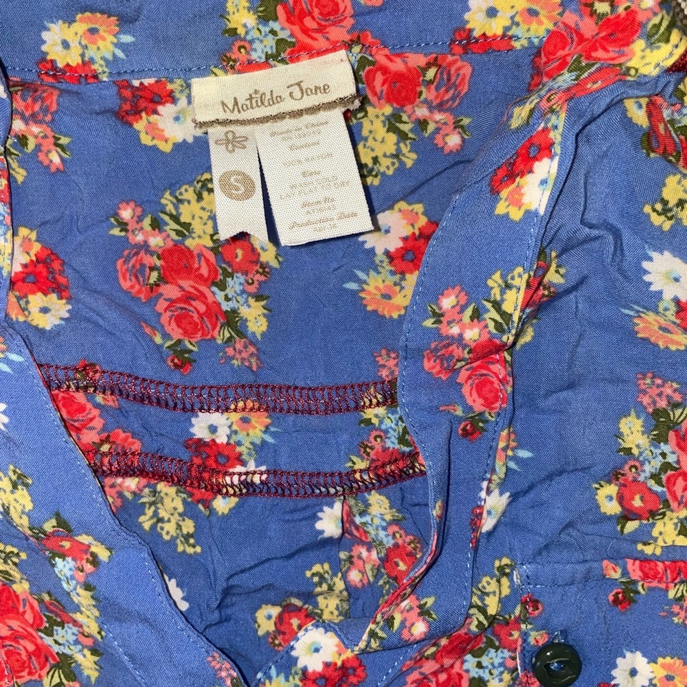 Matilda Jane Floral Tunic Top Women’s Small Boho Button Front Blouse - Picture 2 of 3
